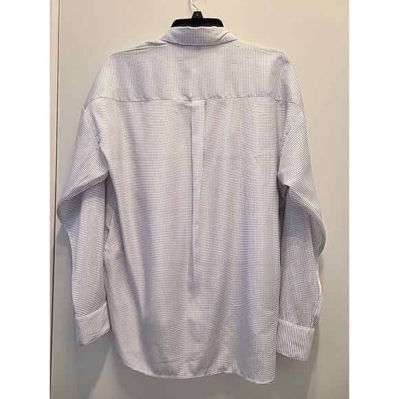 EXPRESS The City Shirt Button Down w Roll Tab Sleeves Polka Dots Womens M White - Picture 8 of 9